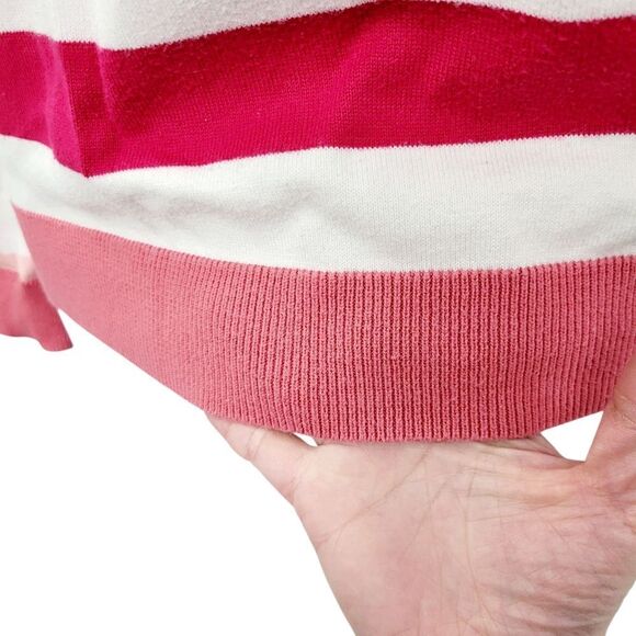 2/$20 Tommy Hilfiger White & Pink V Neck Sweater Top Blouse Size: Small - Picture 5 of 9